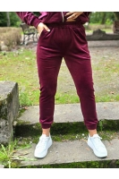 Welurowy komplet dresowy rozpinany z kapturem bordo